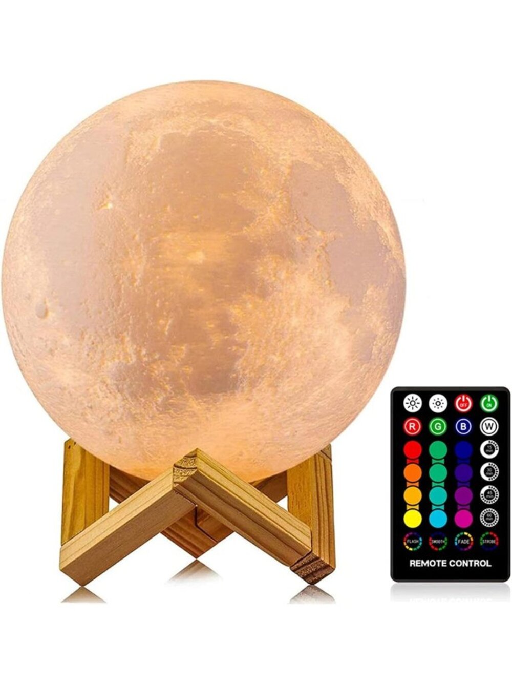 16 Colors LED Moon Lamp Night Light with Remote, Touch Control & Timer, 4.8in